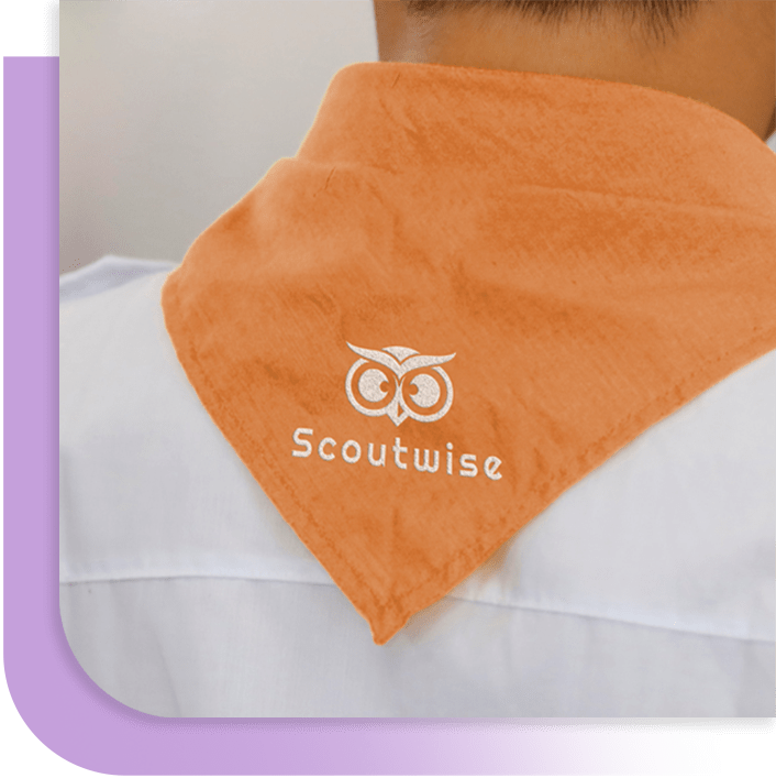 custom scout necker with scoutwise embroidery