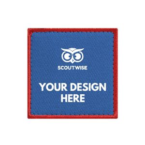custom woven patches with a your design here example text on personalised patch