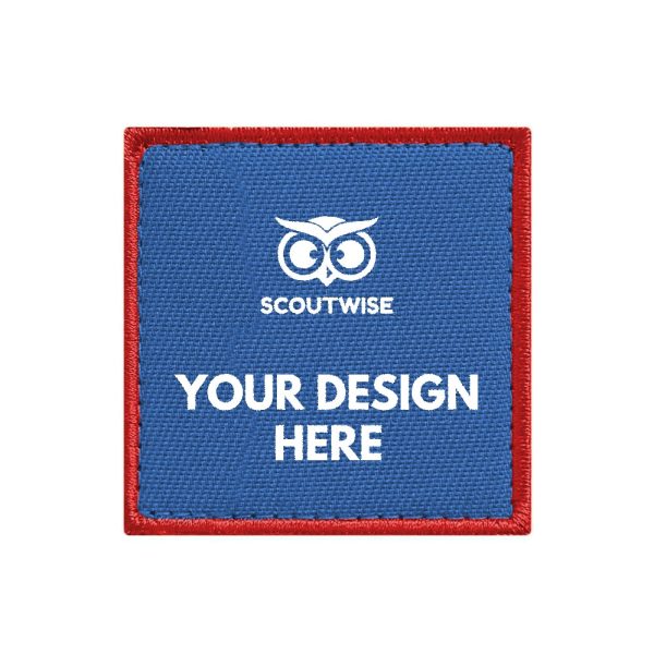 custom woven patches with a your design here example text on personalised patch