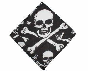 black skull and bones pirate neckerchief