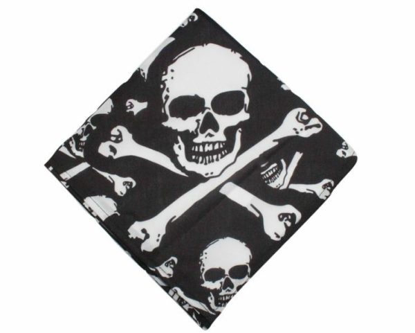 black skull and bones pirate neckerchief