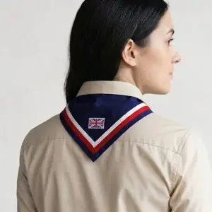 uk international neckerchief scarf on a woman